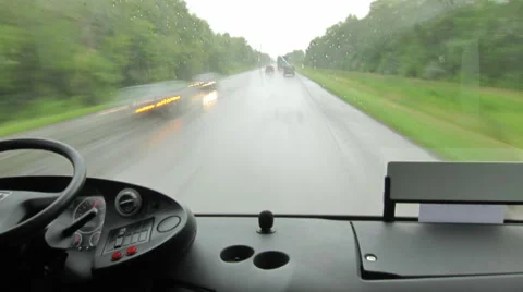 View from the window of the going bus. Time lapse Stock Footage 55081266