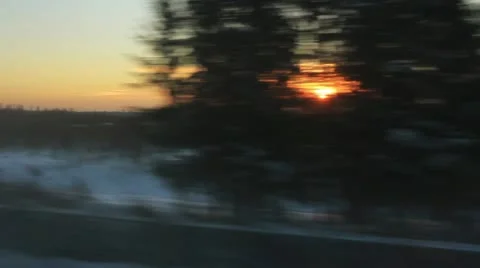 View from window high-speed train Sapsan at flickering trees Stock Footage 20474880