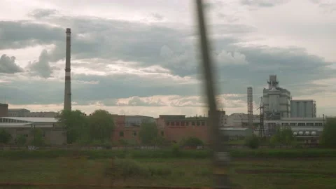 View from window of high-speed train on landscape of beautiful nature field Stock Footage 156366414