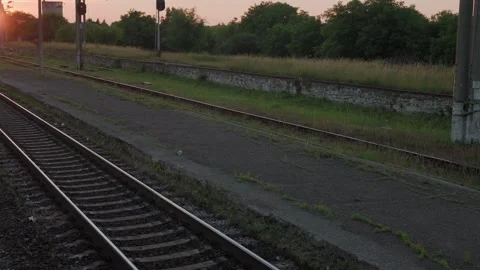 View from window high-speed train on landscape of beautiful nature wild field Stock Footage 157836342