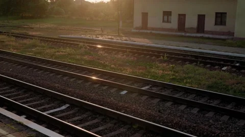 View from window high-speed train on landscape of beautiful nature wild field Stock-Footage 157992445