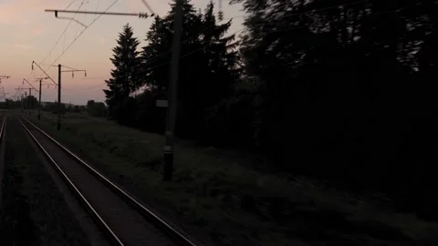 View from window high-speed train on landscape of beautiful nature wild field Stock Footage 159243903