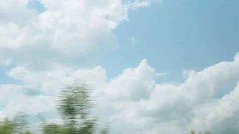 View from window of high-speed train on landscape of beautiful nature wild field Video stock 159371019