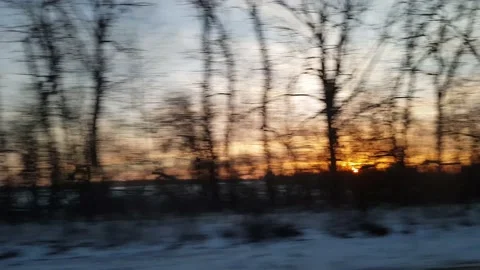 View from window of high-speed train on landscape of beautiful nature wild snowy Stock Footage 159444321