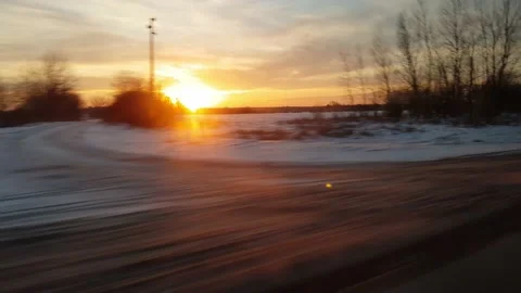 View from window of high-speed train on landscape of beautiful nature wild snowy Stock Footage 159492038