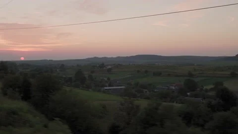 View from window high-speed train on landscape of nature field and forest on Stock Footage 161915618