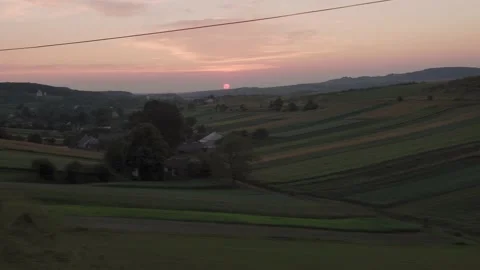 View from window high-speed train on landscape of nature field and forest on Stock Footage 166926566