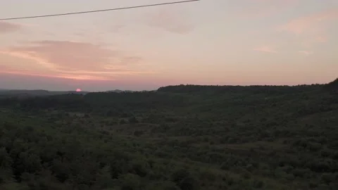 View from window high-speed train on landscape of nature field and forest on Stock Footage 169732288