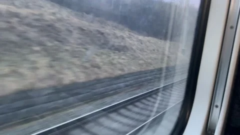 View from the window of a high-speed train car Stock Footage 235617424