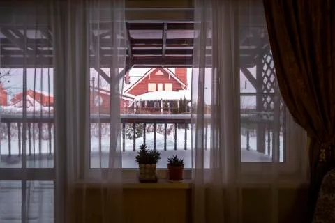 The view from the window of the house Stock Photos