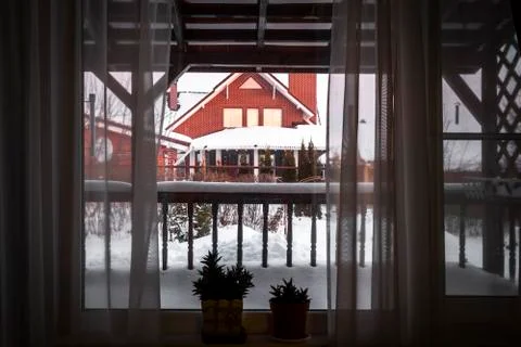 The view from the window of the house Stock Photos