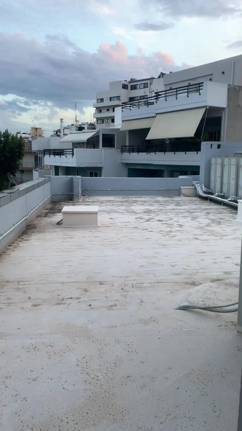 The view from the window on the houses. Clouds in the sky. Vertical video Stock Footage 286119531