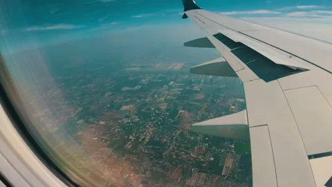 View from the Window of a Jet Plane on the Bangkok City Landscape Stock Footage 87119952