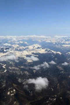 View from window of a jet plane wing with beautiful weather 스톡 사진