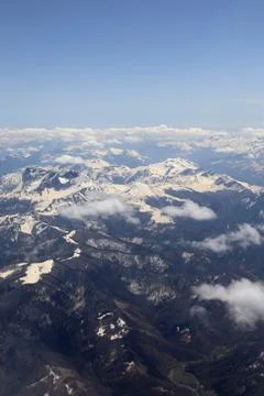 View from window of a jet plane wing with beautiful weather 写真素材