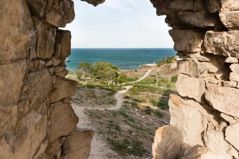 View from the window of the Krisko defensive tower of the medieval fortress o Stock Photos