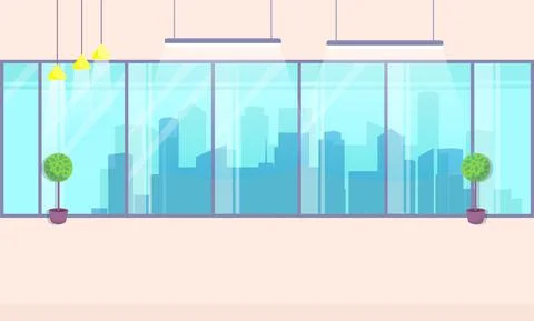 View from window of large building cityscape. Living room or office, business Ilustración de archivo