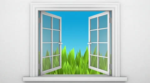 View From The Window On a Meadow And The Sky. Stock Footage 32899624