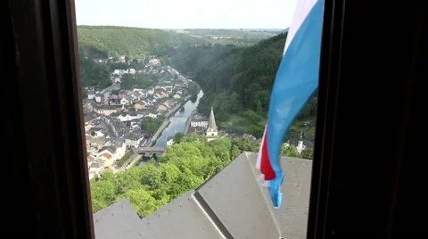 View from the window of a medieval castle. Stock Footage 40653624