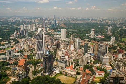 A view from the window of the Menard Tower on the city center of Kuala Lumpur Foto stock