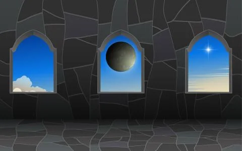 View of window in mosque in the morning Stock Illustration