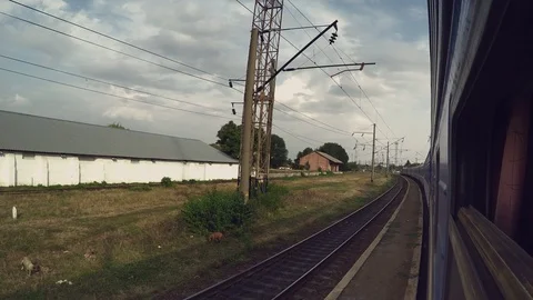 View from the window of a motion train Video stock 94827332