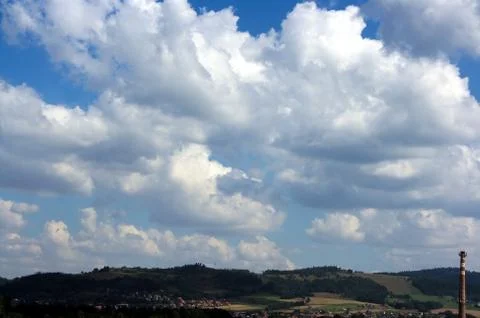 View from window on mountains and forest Stock Photos