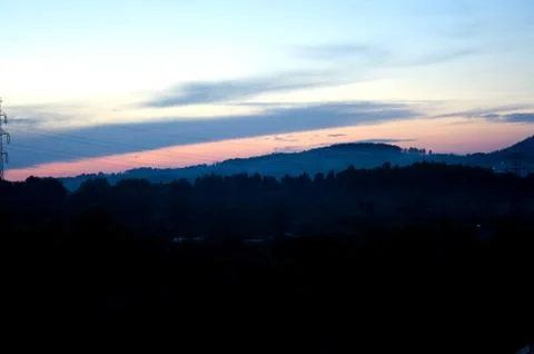 View from window on mountains and forest Stock Photos