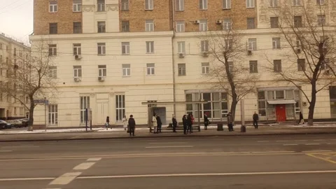 View from the window of a moving bus (1) Stock Footage 232488190