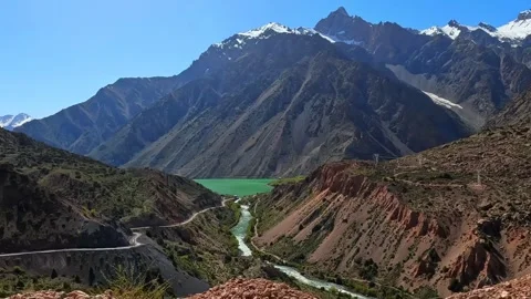 View from the window of a moving car on the beautiful lake Video stock 317168770