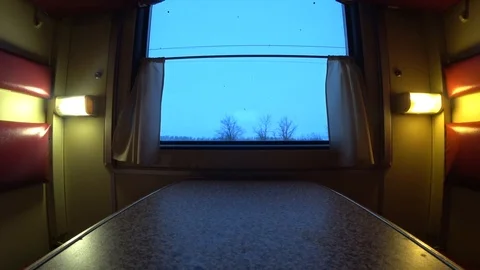 View from the window of a moving long distance train Stock Footage 89033060