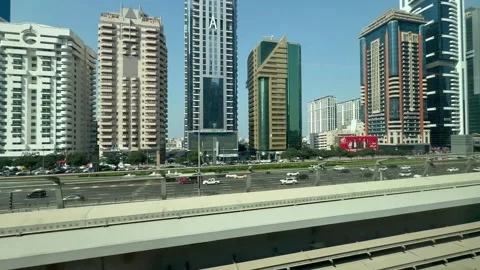 View from the window of a moving subway train. Dubai UAE 4 September 2026. Stockbeeldmateriaal 345287217