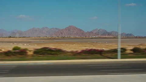 View from the window of an moving  touristic bus. Stock Footage 331201835