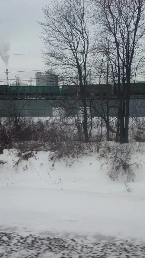 View from the window of a moving train (2) Stock Footage 232488215