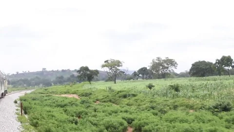 View from the window of a moving train Stock Footage 75893253