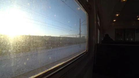View from the window of a moving train Stock Footage 88997733