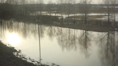 View from the window of a moving train Видео 105280846