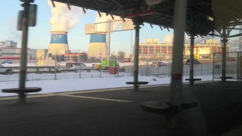 View from the window of a moving train. Stock Footage 229717772