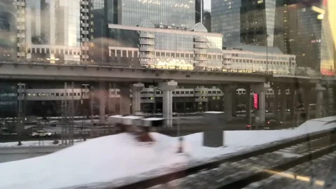 View from the window of a moving train. Stock Footage 229717775