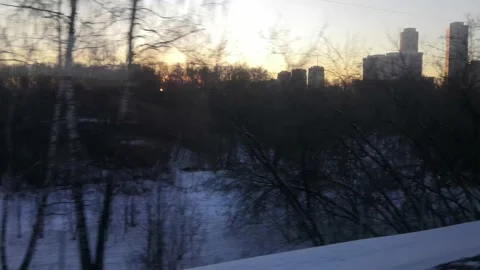 View from the window of a moving train. Stock Footage 229717784