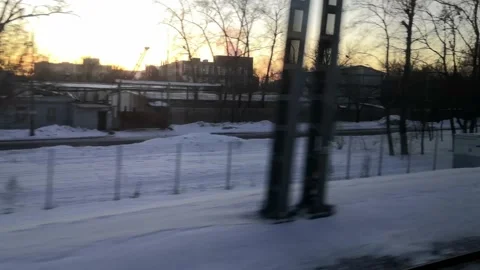 View from the window of a moving train. Stock Footage 229717787