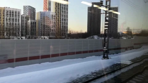 View from the window of a moving train. Stock Footage 229717790