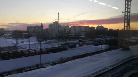 View from the window of a moving train. Stock Footage 229717796