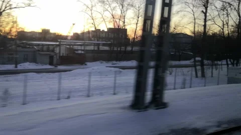 View from the window of a moving train. Stock Footage 229717800