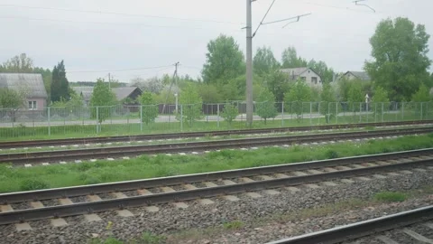 View from the window of a moving train Stock Footage 274798268