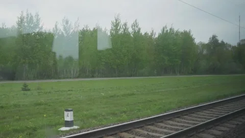 View from the window of a moving train Stock Footage 274798470