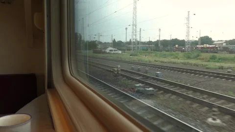 View from the window of a moving train Rostov Russia 15 2020 2020 Stock Footage 135436198
