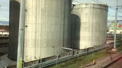 View from the window of a moving train in the storage unit. 스톡 동영상 74248831