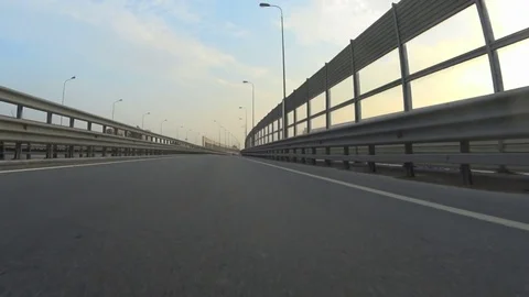 The view from the window of a moving vehicle on the highway at speed Stock Footage 71842783