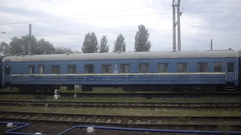 View from the window of a moving wagon train Stock-Footage 73548085